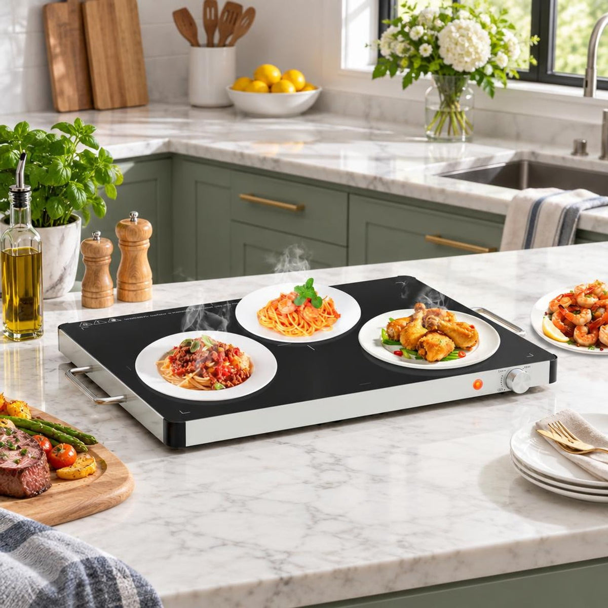 Airfind Electric Warming Food Warmer with Adjustable Temperature Control and Overheat Protection, 24 x 16.5 x 1.5Length of Footprint