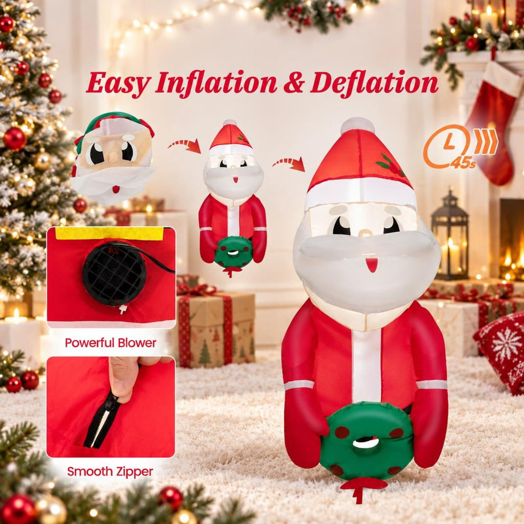 Airfind 3.3 Feet Lighted Inflatable Santa Claus Broke Out from Window, Polyester Fabric Frame, Red, powerful blower for easy inflation