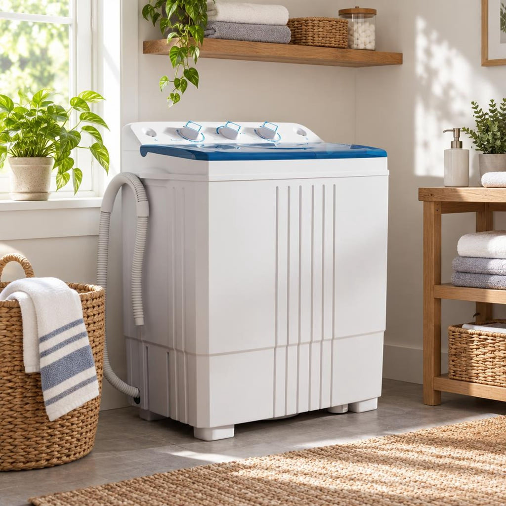 Airfind Portable Washing Machine with Built-in Drain Pump, PP Frame, Blue, Suitable for home apartment dorm and RV