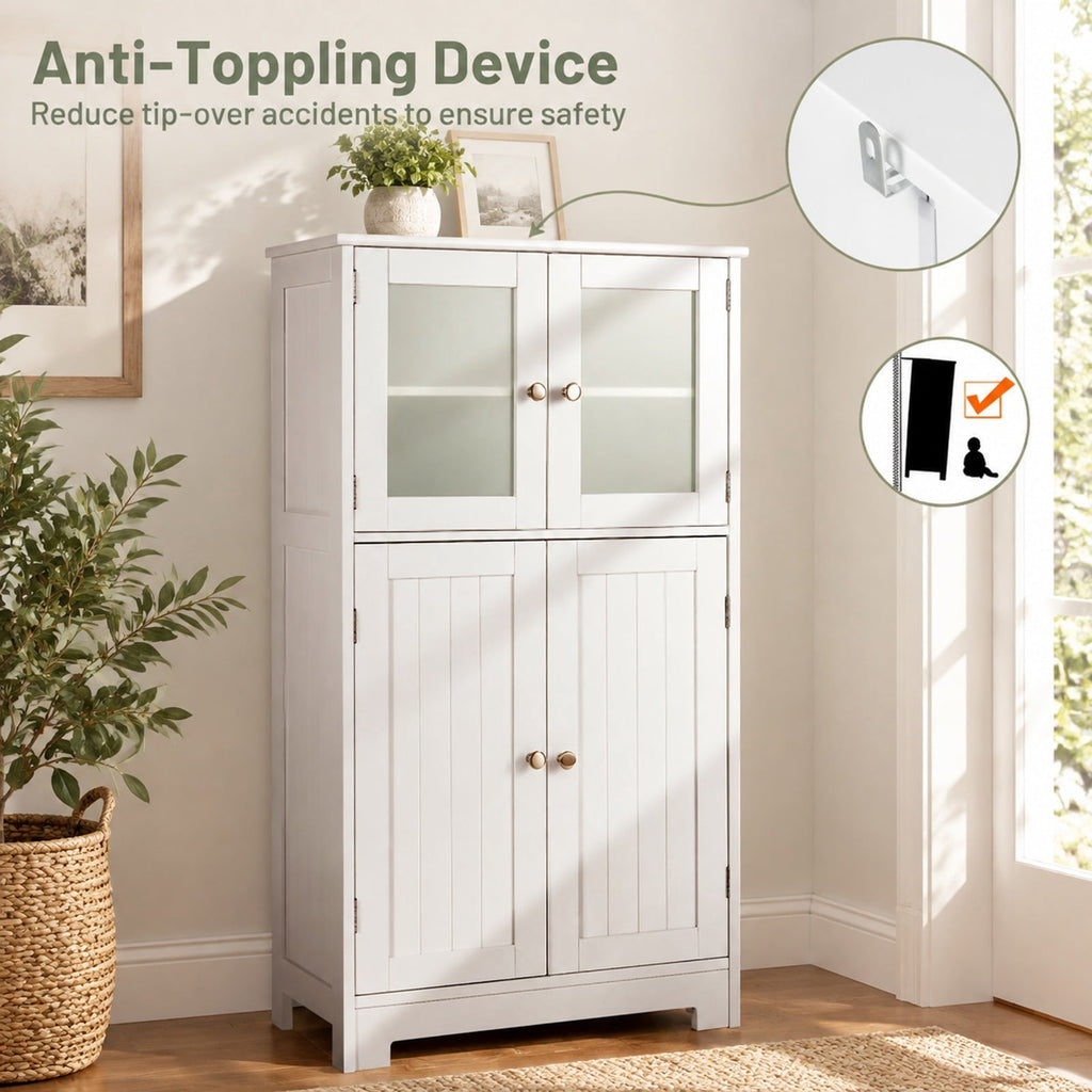 Airfind Bathroom Floor Storage Locker Kitchen Cabinet with Doors and Adjustable Shelf, MDF Frame, 23 x 12 x 43 inch Footprint, White