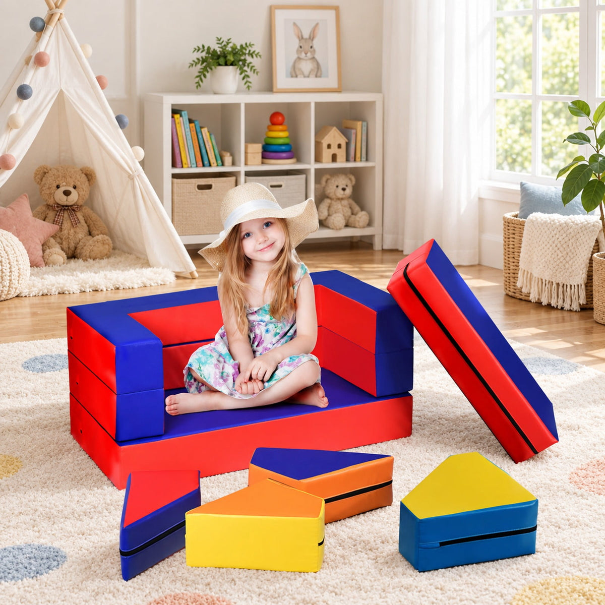 Airfind 8 Pieces 4-in-1 Crawl Climb Foam Shapes Youth Youth Playset, PU Epe, 59 Inch X 39.5 Inch X 6 Inch, Multicolor for Home, Patio and Everyday, Multicolor