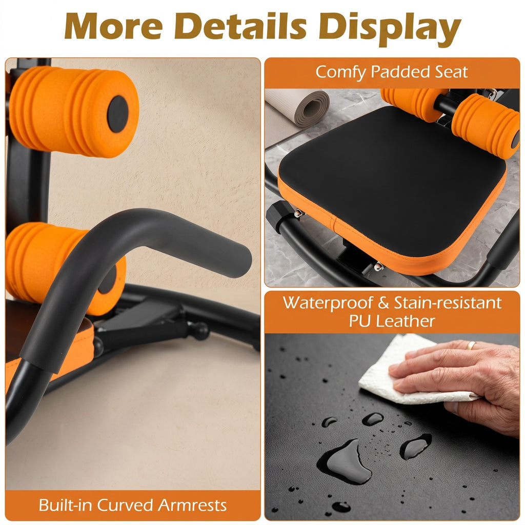 Airfind Abdominal Trainer Core Crunch Exercise Bench Machine, Adjustable Height Ab Twister Workout Equipment for Home Gym, Orange