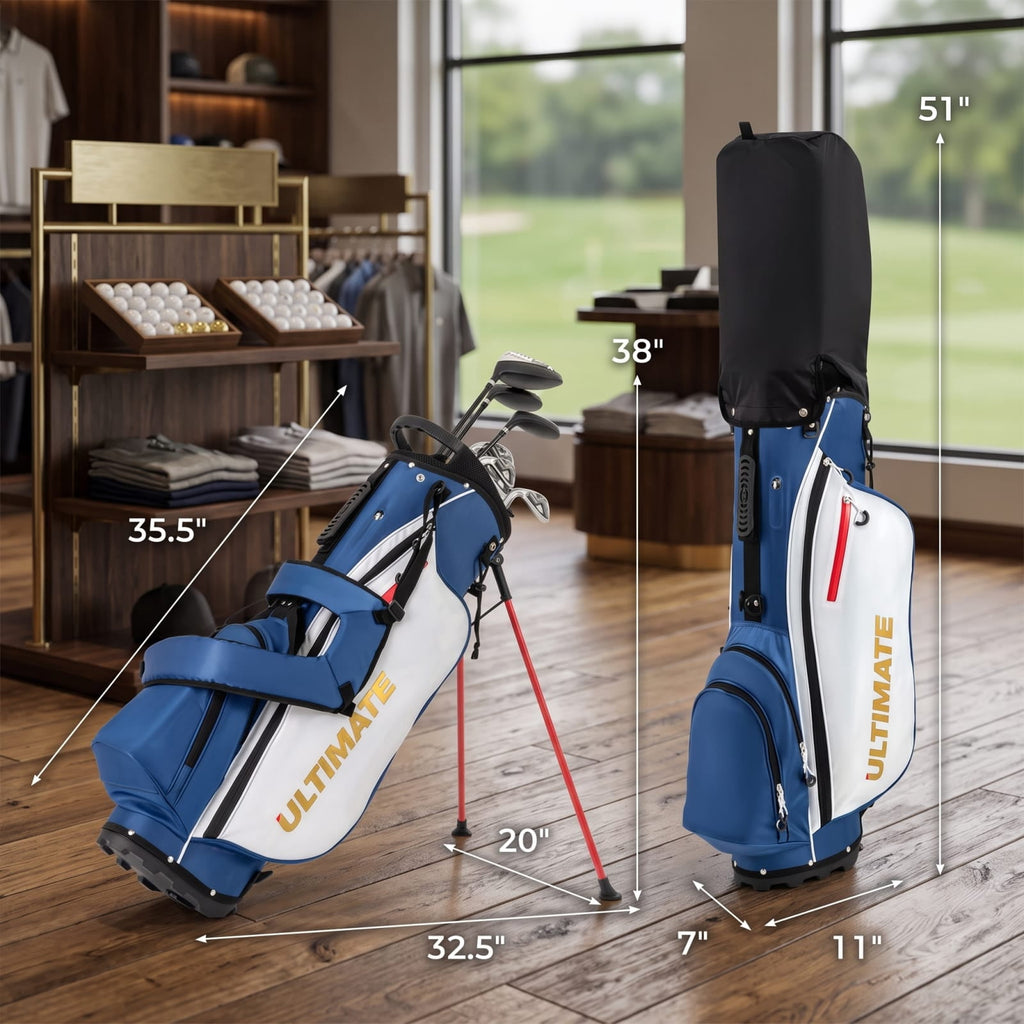 Airfind Mens Left Handed Complete Golf Club Set with Woods Irons and Putter and Lightweight Stand Bag and Rain Hood, Blue