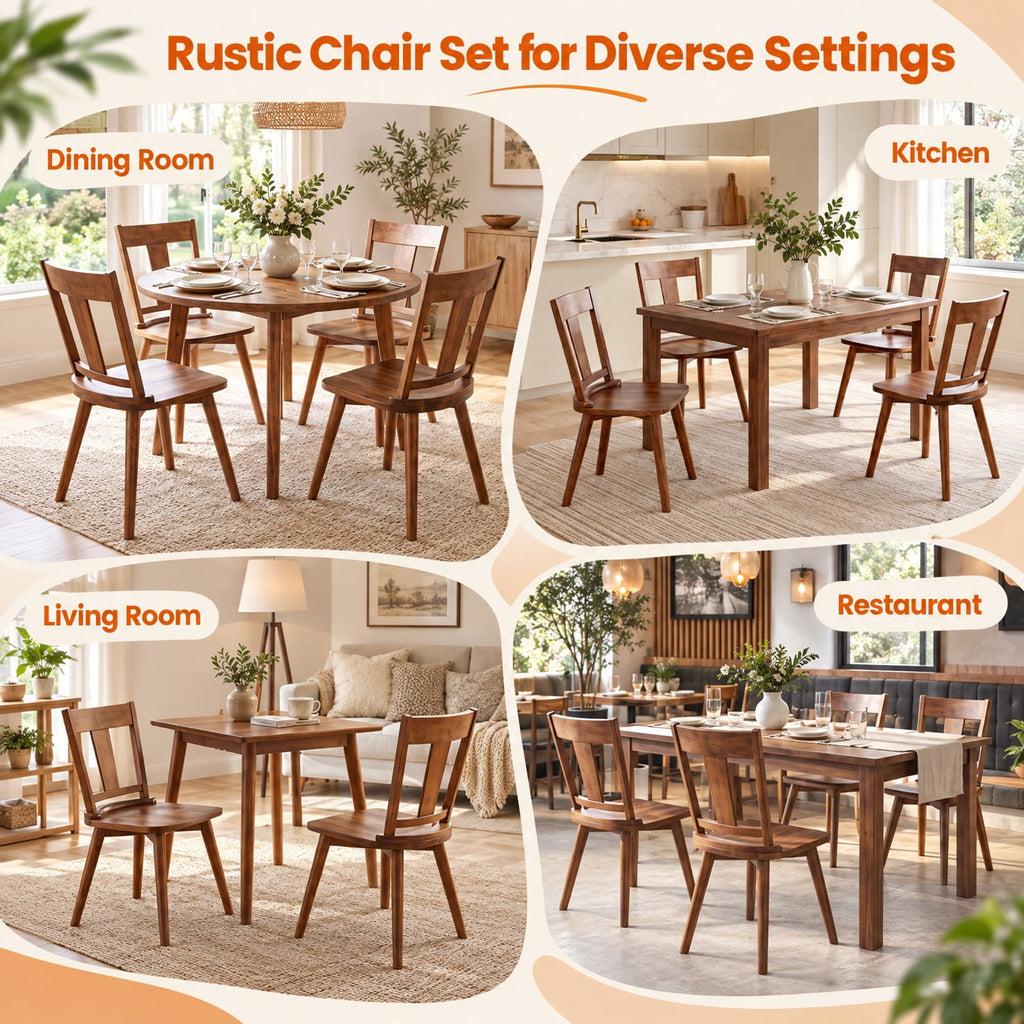 Airfind Dining Chairs Set of 4 with Solid Wood Backrest for Kitchen Dining Room, 400 lbs Capacity, Rubber Wood Frame, Unspecified