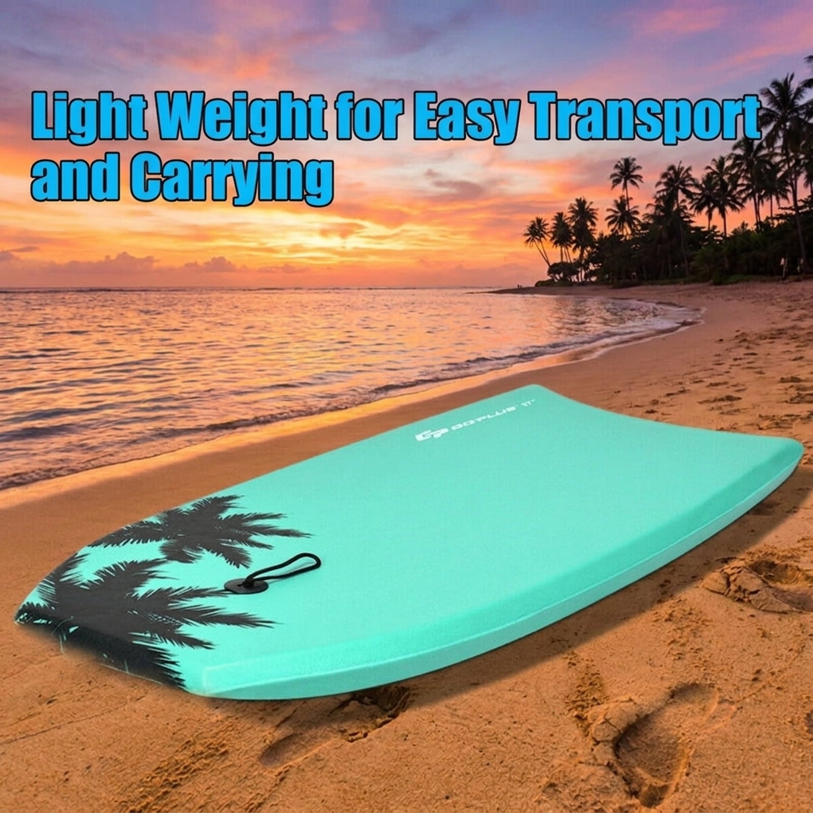 Airfind 37 Inch XPE Bodyboard for Teens ¡ª Soft Deck, EPS Core, HDPE Slick Bottom with Twin Channels, Crescent Tail, Coiled Leash Included (Green)