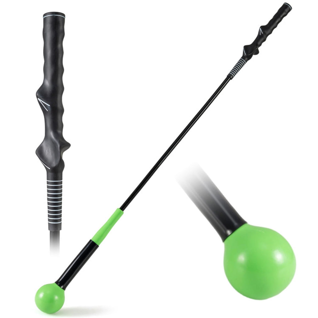 Airfind Golf Swing Trainer Aid with Weighted Head and Flexible Shaft plus Ergonomic Grip and Carry Bag for Indoor Outdoor Tempo Practice, Green