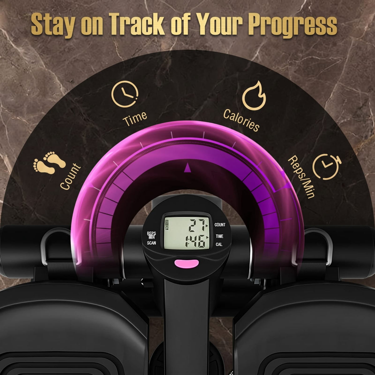 Airfind Mini Stepper Machine with Resistance Bands and Adjustable Height for Home Cardio Leg and Full Body Exercise, Black