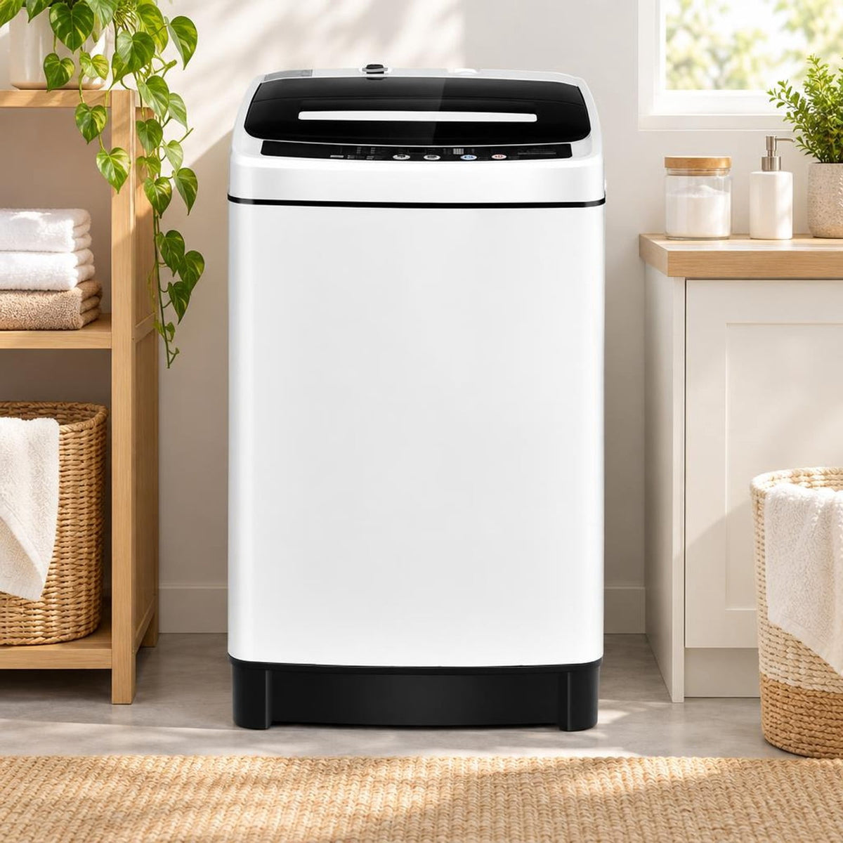 Airfind Full-Automatic Washing Machine 1.5 Cubic Feet 11 LBS Washer, Stainless steel PP ABS Frame, 19 x 19 x 33.5 Footprint, White