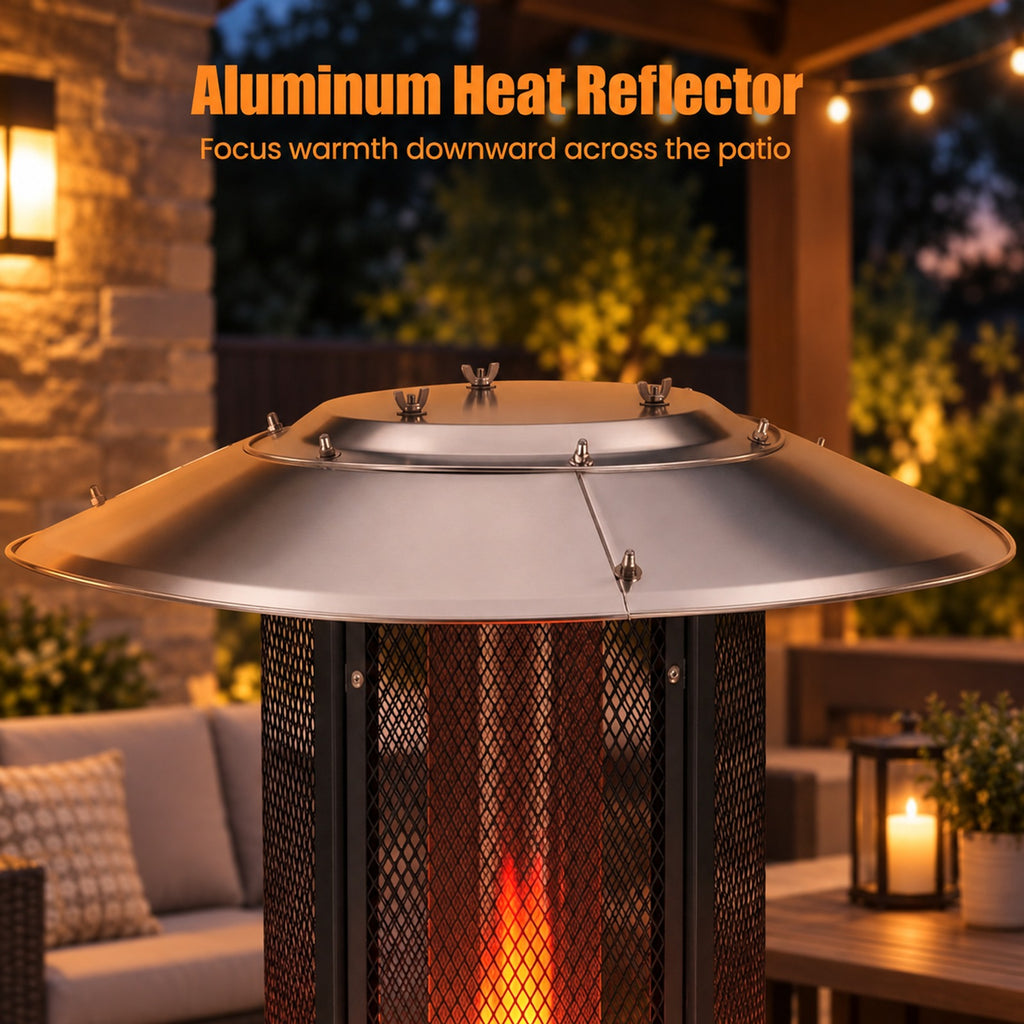 Airfind Outdoor Propane Patio Heater with Glass Tube and Tilt-Over Protection, Metal Frame, 27.5in x 74.5in Footprint, Gray