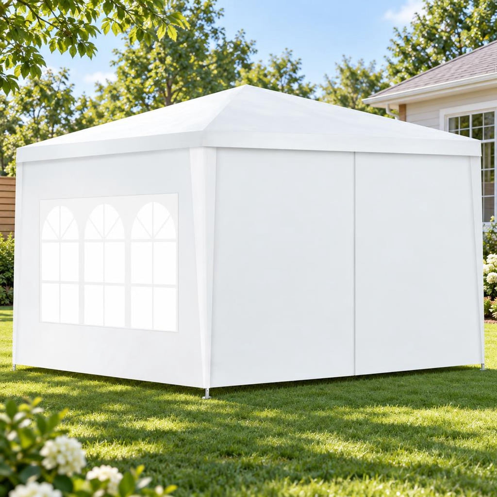 Airfind 10 x 10 Feet Outdoor Side Walls Canopy Tent with 4 Removable Sidewalls, Polyethylene fabrics Frame: Powder coated steel Frame, White