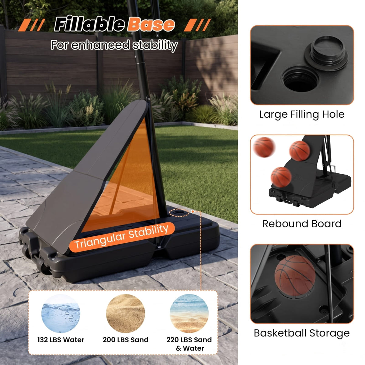 Airfind Tool Free Basketball Goal System with 7.7 to 10 Foot Hand Crank Adjustable Height Shatterproof Backboard and Fillable Base for Backyard, Black