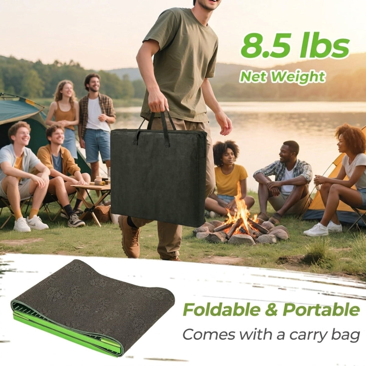 Airfind Premium Golf Hitting Practice Mat with thickened turf simulation and rubber anti-slip base plus ball tee holes for backyard driving practice, Green