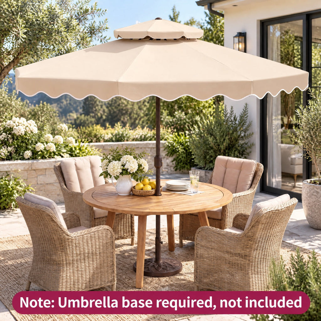 Airfind 9 Feet Patio Umbrella with Push Button Tilt and Crank, Polyester Fabric Metal Frame, 9 x 8.1 ft Footprint, Beige