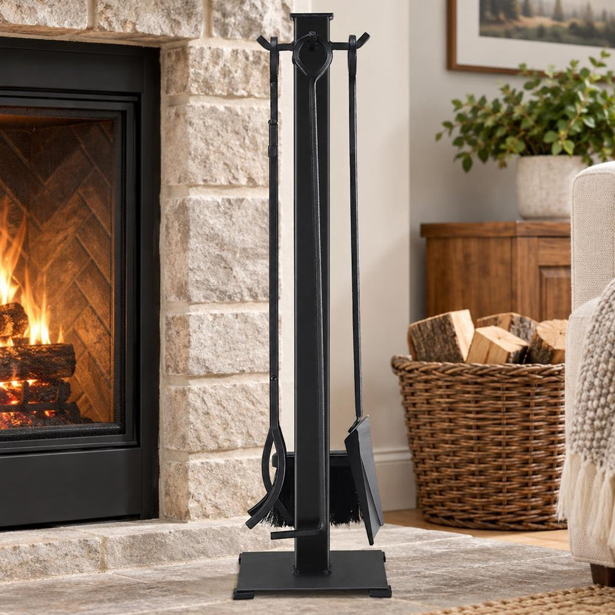 Airfind 5 Pieces Fireplace Iron Fire Place Tool Set, The, Made From Durable Solid Steel for Everyday Use with Practical Configuration, Unspecified