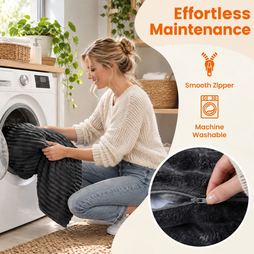 Airfind Convertible Bean Bag Floor Sofa with Machine-washable Corduroy Cover, Corduroy Fabric Sponge Frame, 76.5 x 55 x 7.5 Footprint, Dark Gray