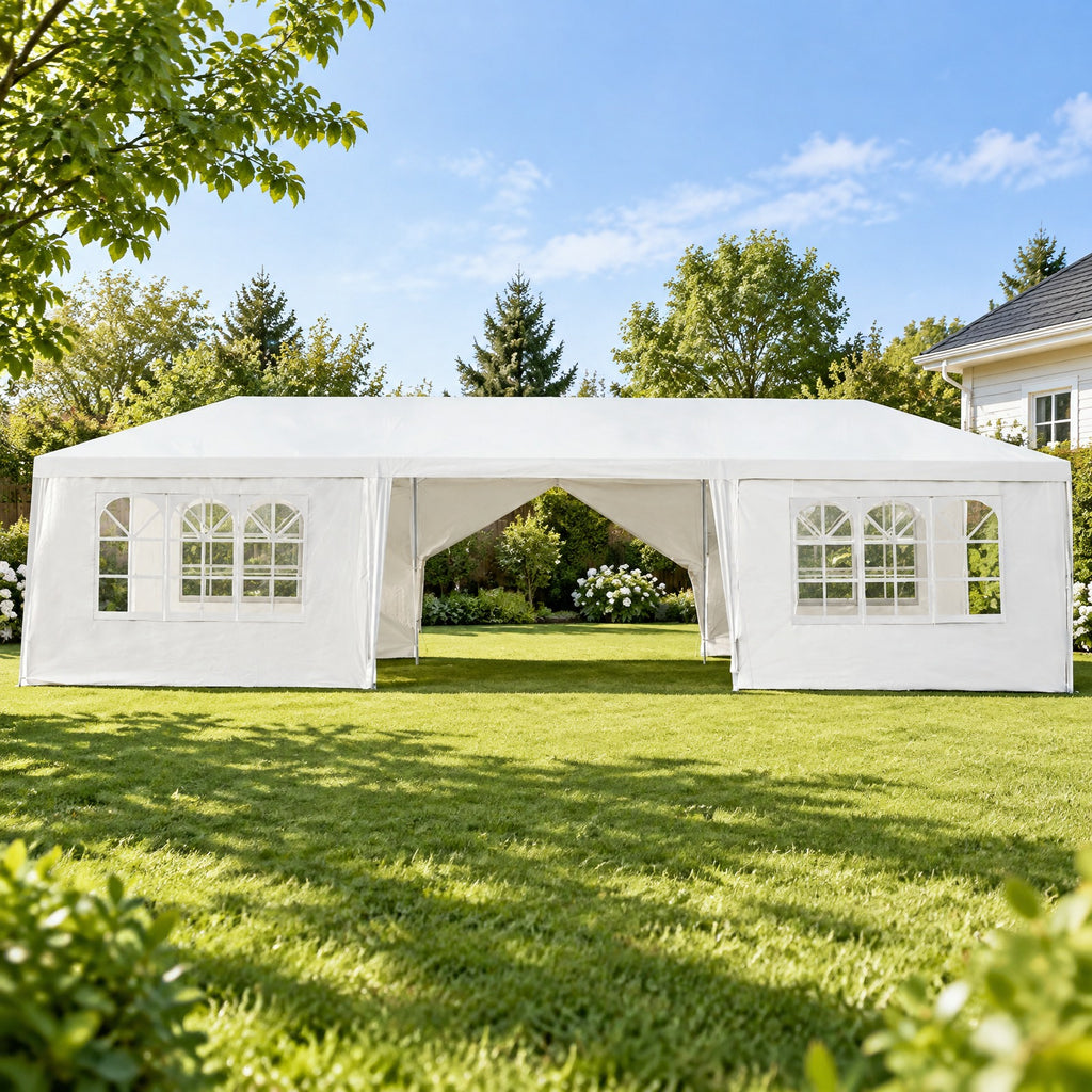 Airfind 10 x 30 Feet Outdoor Canopy Tent with 6 Removable Sidewalls and 2 Doorways, 10 x 30 x 8.5 Footprint, White