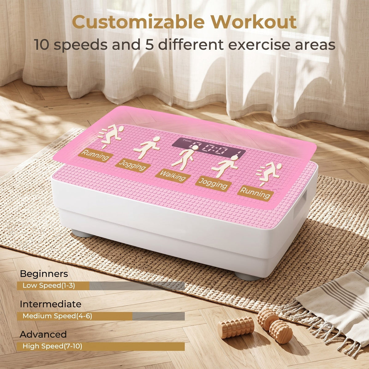 Airfind Vibration Plate Exercise Machine with Gravity Sensor and Wireless Remote, 10-Speed Whole Body Vibration Platform for Home Gym Fitness Weight Loss Toning, Pink