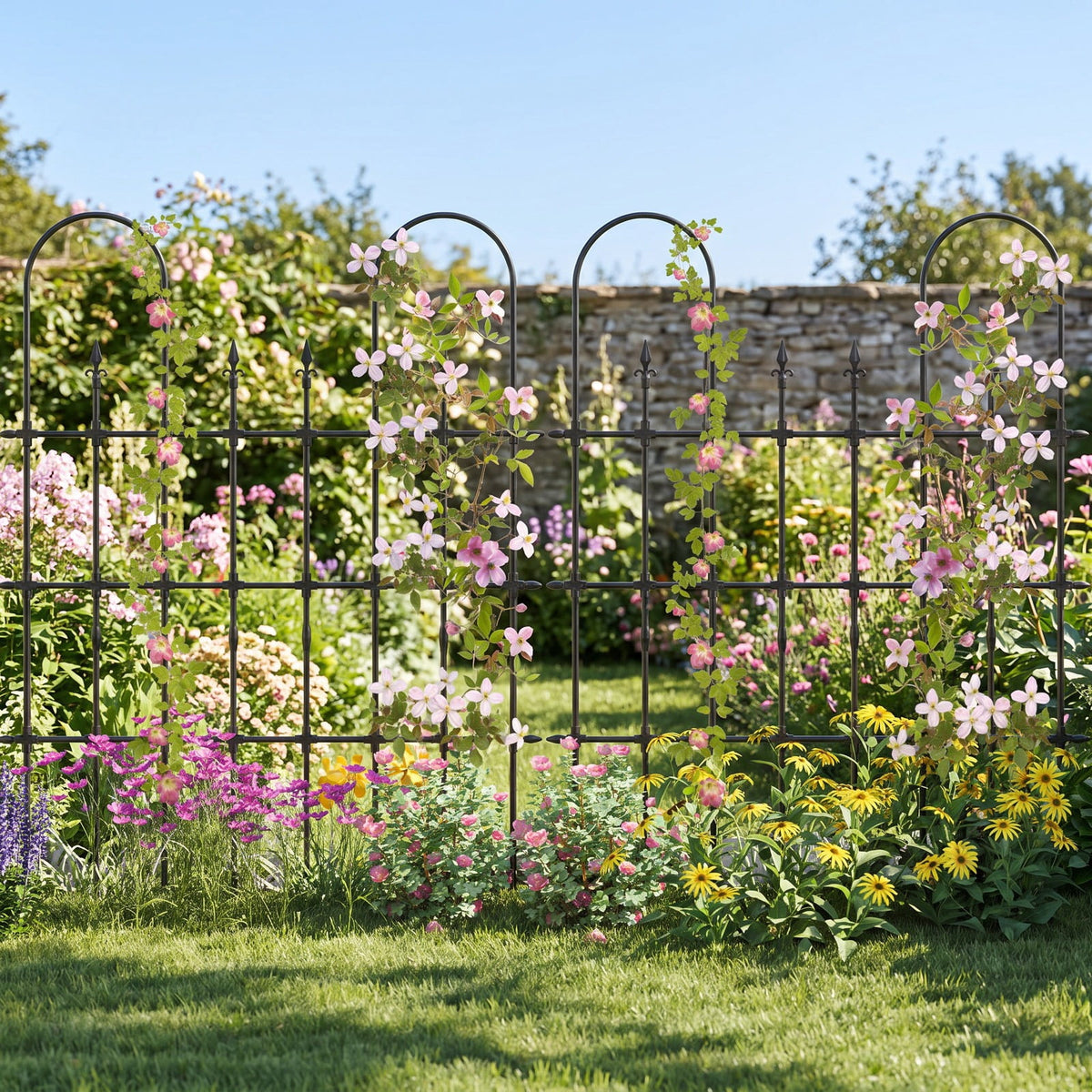 Airfind 58 x 73 Inch Outdoor Garden Rose Arch Trellis for Climbing Plants, PE-Coated Metal Frame, 58 x 73 Footprint, Rose