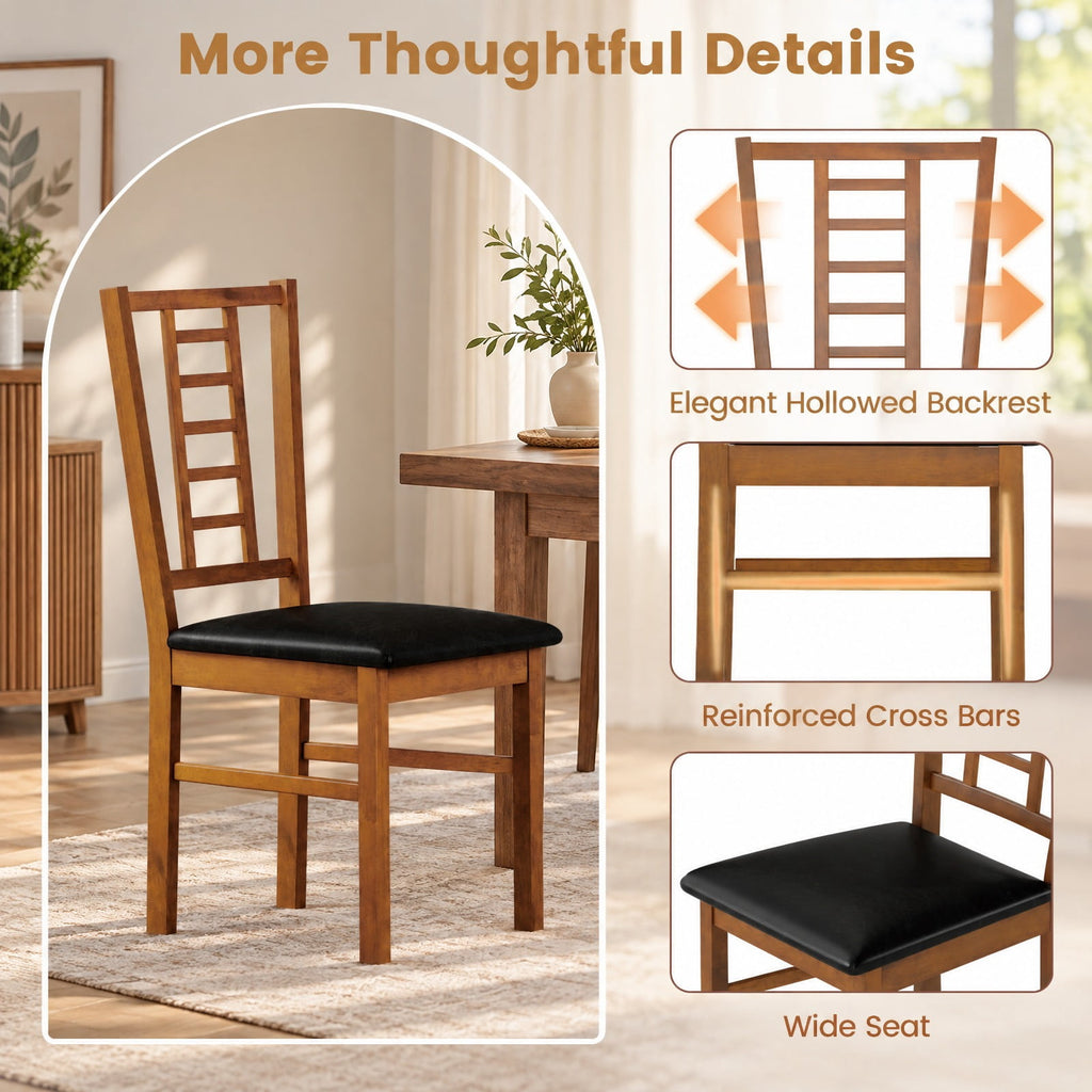 Airfind PU Leather Upholstered Wood Dining Chairs Set of 2, 330 lbs Capacity, Rubber Wood PU Leather Sponge MDF Frame, 17 x 19 x 35 Footprint