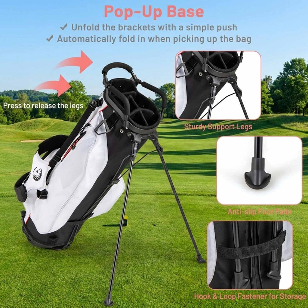 Airfind Children Golf Club Set for Ages 5-7 with 4 Pieces and a Lightweight Design Plus Fiberglass Clubs and a Portable Stand Bag as a Complete Golf Club Set, Red