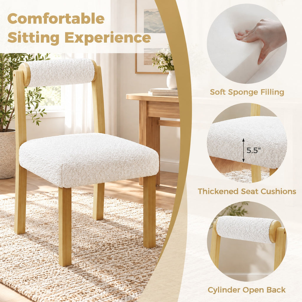 Airfind Wooden Dining Chair with Rubber Wood Frame and Cylinder Back Set of 2, 330 lbs Capacity, 20 Inch x 23.5 Inch x 34 Inch Footprint, White