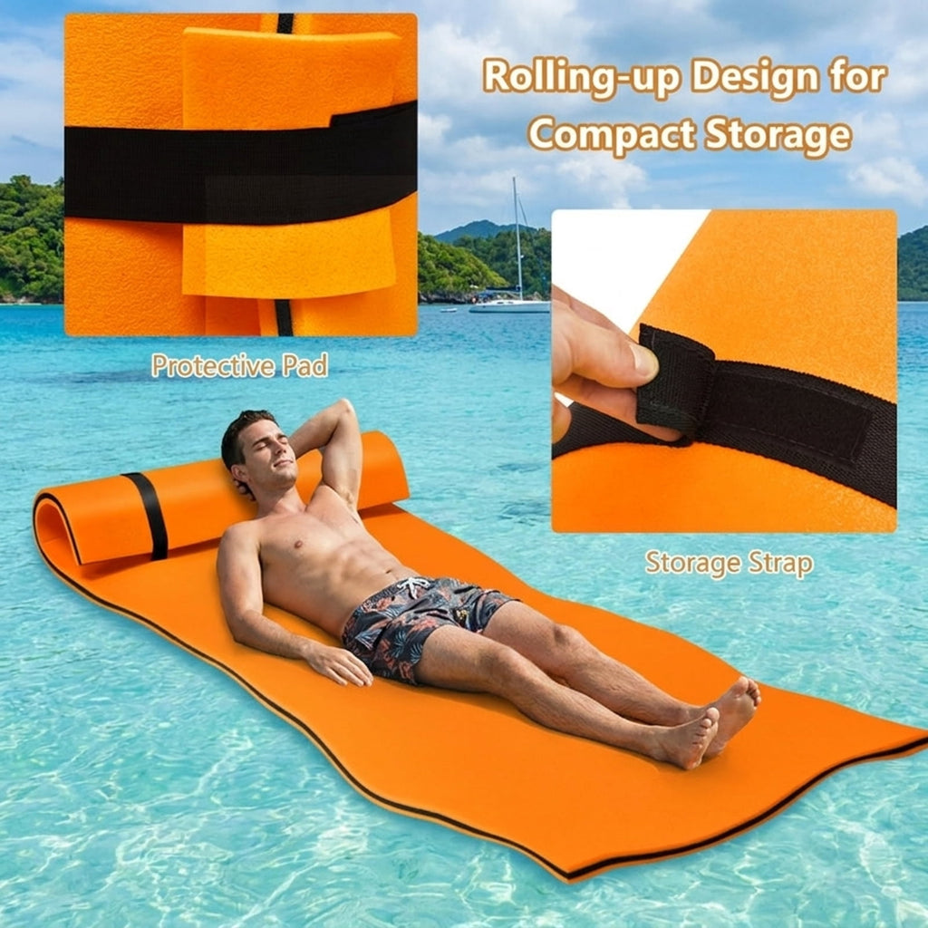 Airfind Triple-Layer Lake Float Pad with Roll-Up Storage, Orange