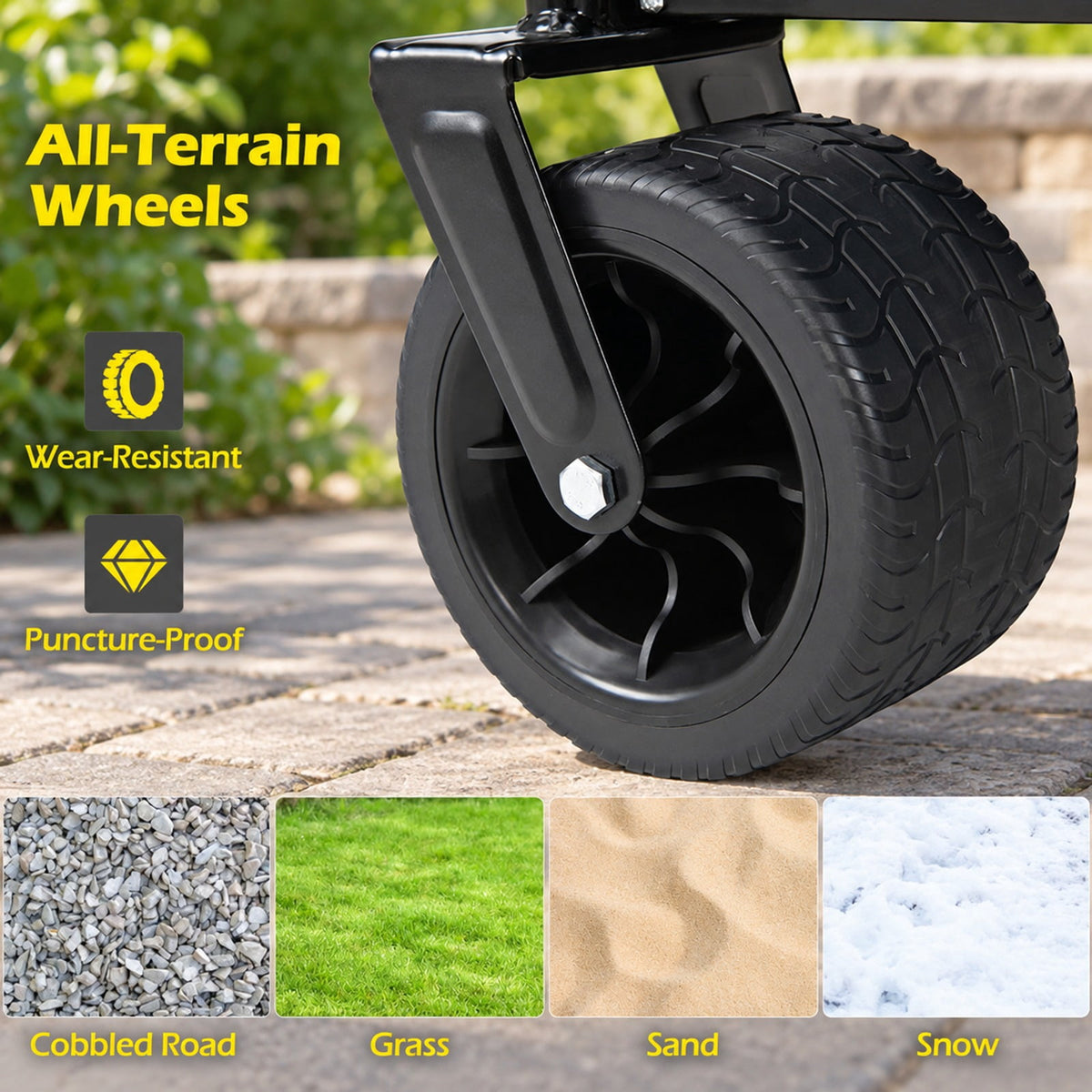 AIRFIND Collapsible Utility Wagon with 2-in-1 Bench Seat Design and 176 Lb Capacity for Beach, Camping and Outdoor Trips, Black