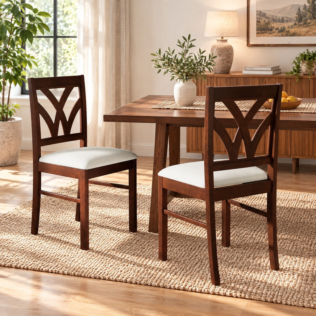 Airfind Set of 2 Wooden Dining Chairs Upholstered with Hollowed Backrest and Soft Padded Seat, Chair 330 lbs Capacity, 18.5in x 17in x 35in Footprint