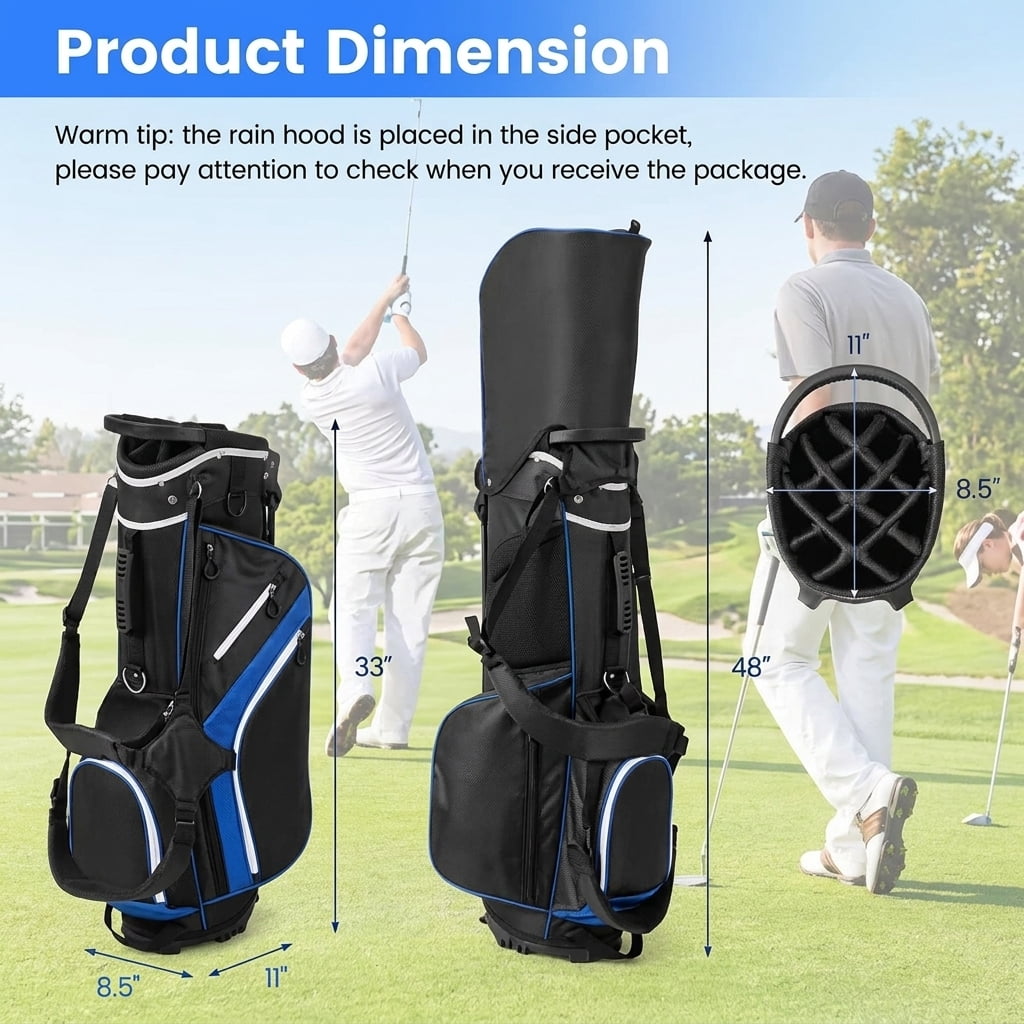 Airfind 14-Way Stand Bag with Cushioned Hip Strap and Rain Hood for Walking Rounds, Blue