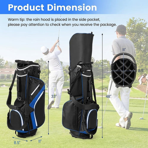 Airfind 14-Way Stand Bag with Cushioned Hip Strap and Rain Hood for Walking Rounds, Blue