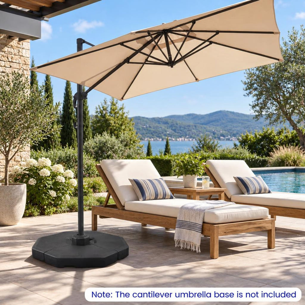 Airfind 4 Pieces Patio Cantilever Offset Umbrella Weights Base Plate Set, PE Frame, 41 Inch x 41 Inch x 5.5 Inch (L x W x H) Each plate Footprint, Black
