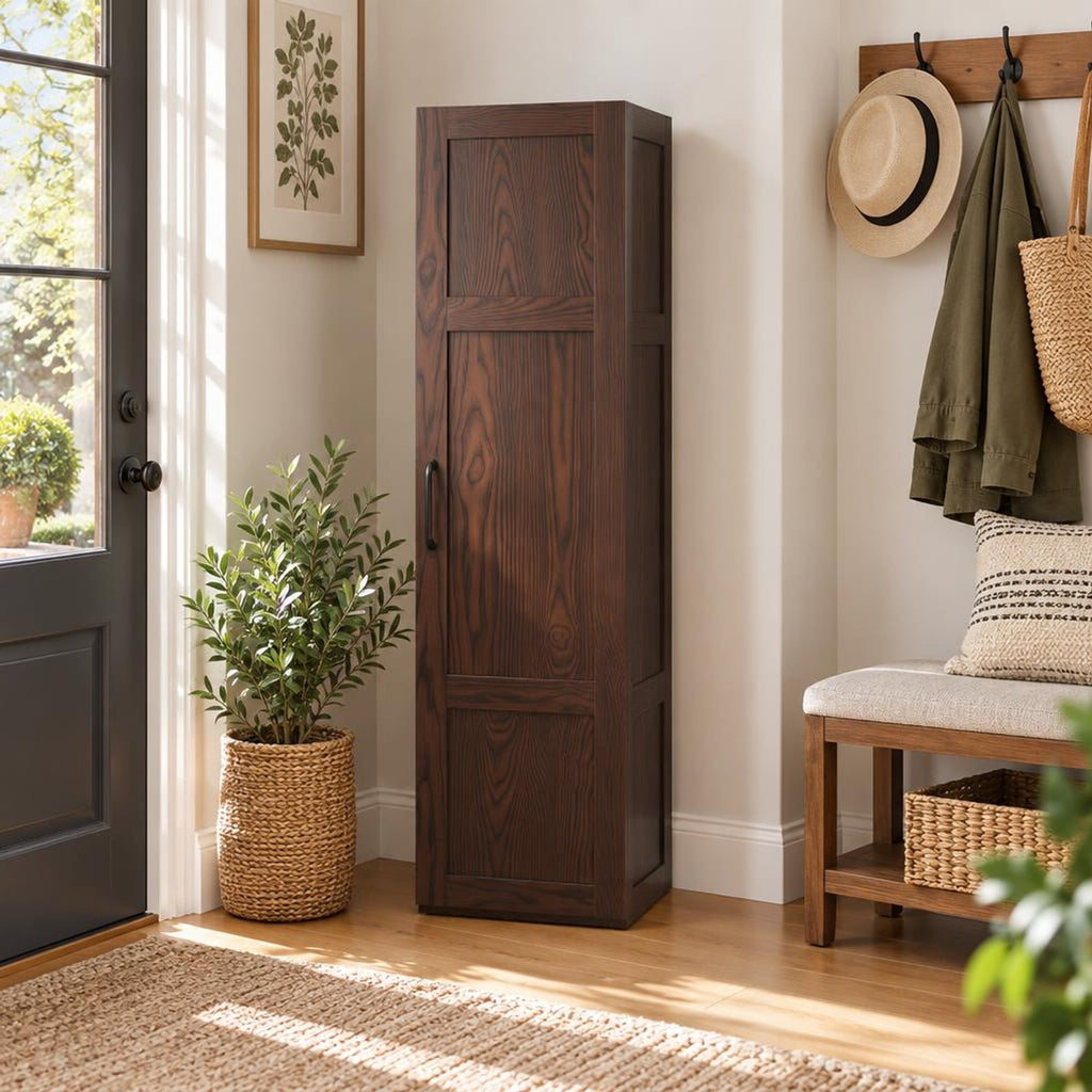 Airfind Tall Storage Cabinet with 4 Storage Shelves for Bathroom Living Room, 110 lbs Capacity, Engineered Wood MDF Frame, 16in x 15in x 59in Footprint