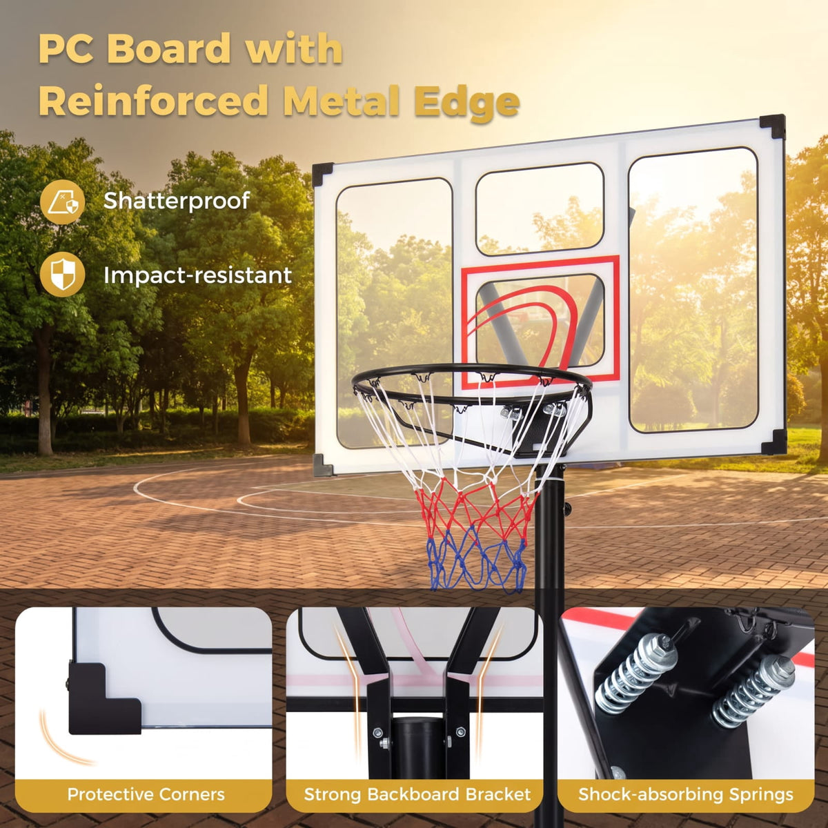 Airfind Portable Basketball Hoop with 4.1 to 10 Foot Adjustable Height Shatterproof PC Backboard and Heavy Duty Fillable Base for Adults, Black