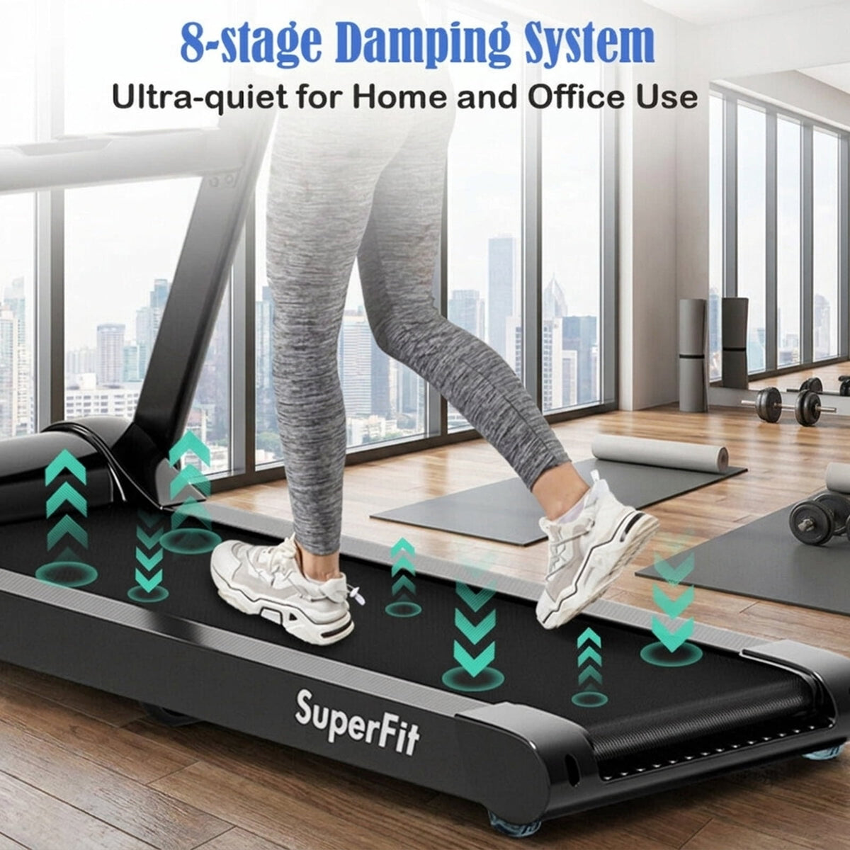 Airfind 2.25 HP Folding Treadmill with Audio Console Walking Treadmill for Home with Cushioned Deck and Transport Wheels Supports 265 lbs, Black