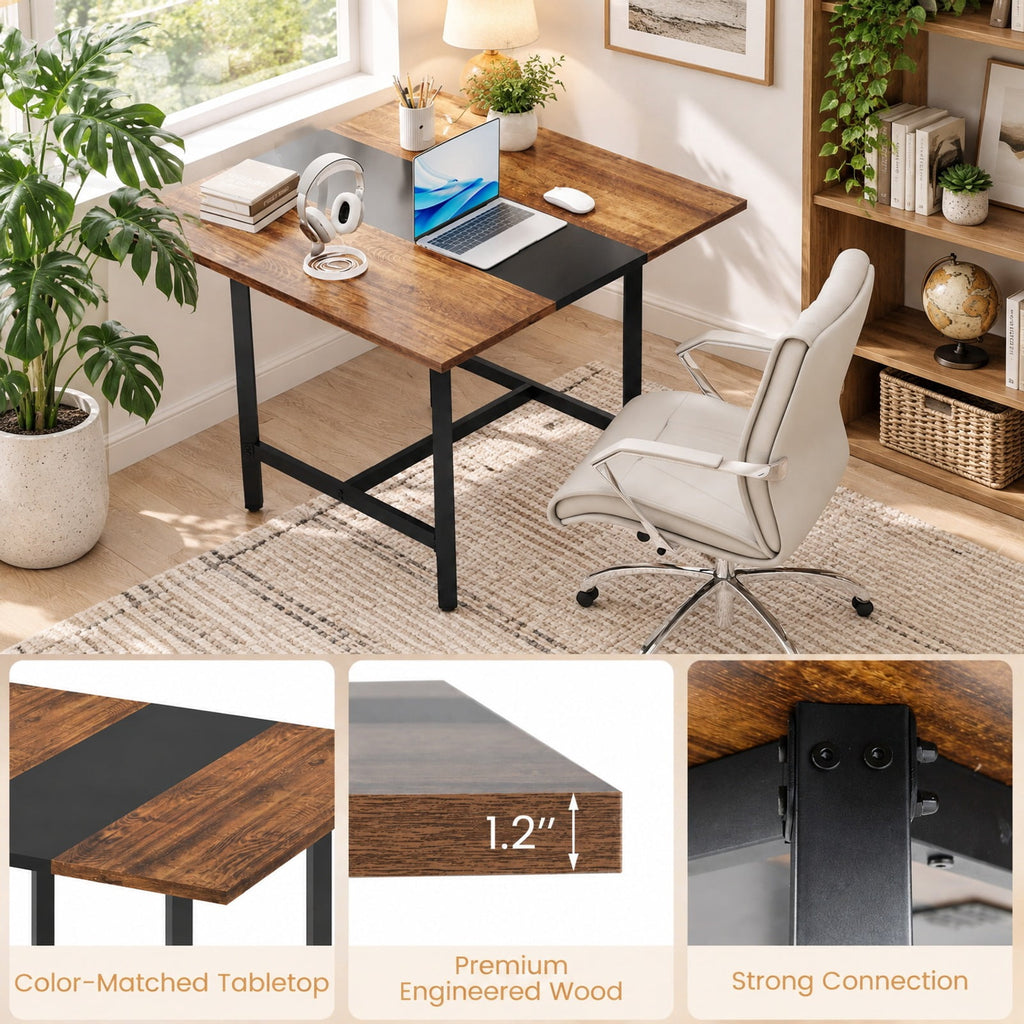 Airfind 39.5 Inches Square Conference Table Meeting Room Table with Thickened Tabletop, 200 lbs Capacity, Engineered Wood Metal Frame, Brown