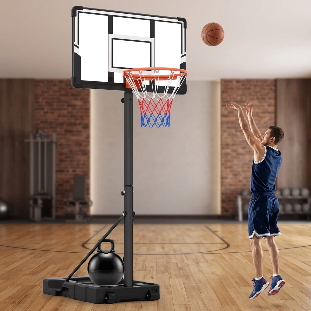 Airfind Portable Basketball Hoop with 3.3 to 10 Foot Adjustable Height Shatterproof Backboard and Fillable Base for Backyard Driveway Play, Black