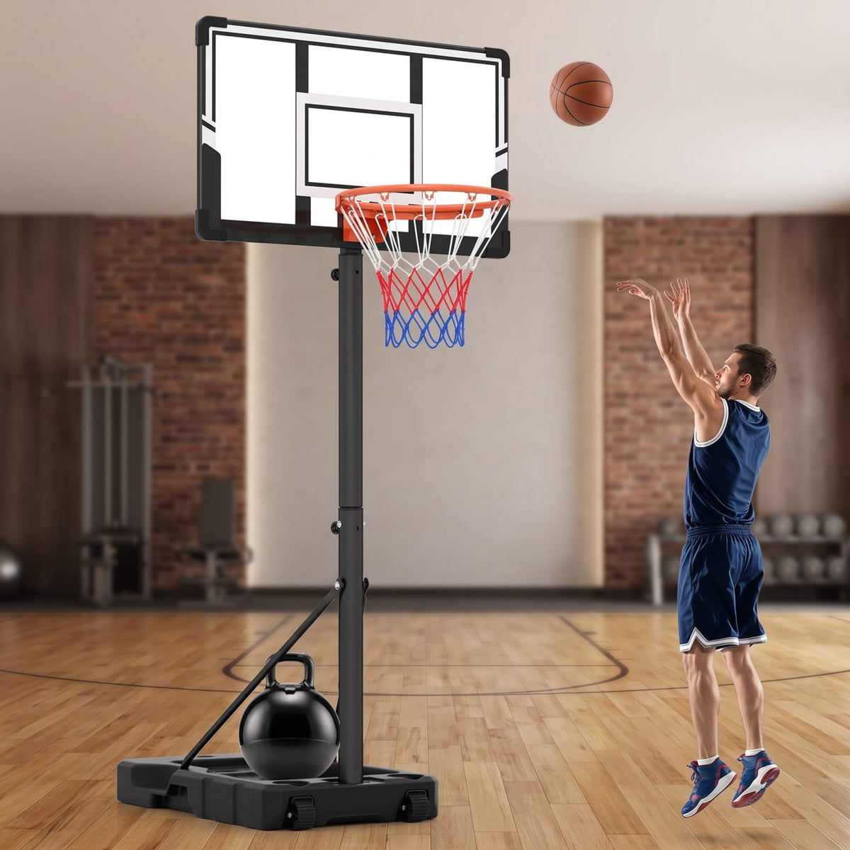 Airfind Portable Basketball Hoop with 3.3 to 10 Foot Adjustable Height Shatterproof Backboard and Fillable Base for Backyard Driveway Play, Black
