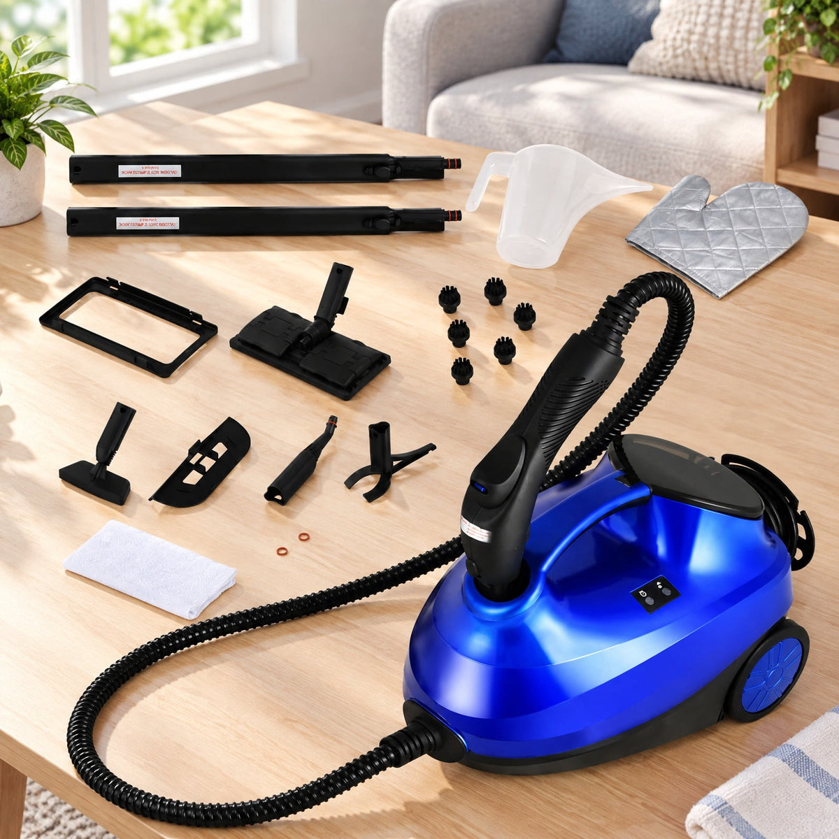 Airfind 2000W Heavy Duty Multi-purpose Steam Cleaner Mop with Detachable Handheld Unit, ABS Frame, : 10 x 17 x 10 Footprint, Blue