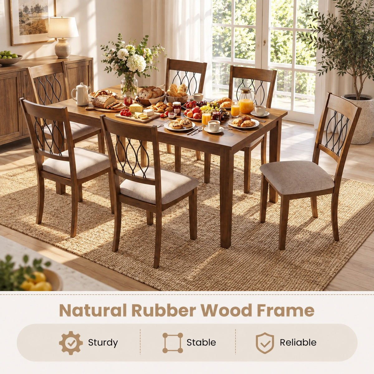 Airfind Set of 2 Dining Chair Fabric/Faux Leather Upholstered with Padded Seat, Chair 330 lbs Capacity, 19.5 x 22.5 x 38 Footprint, Brown