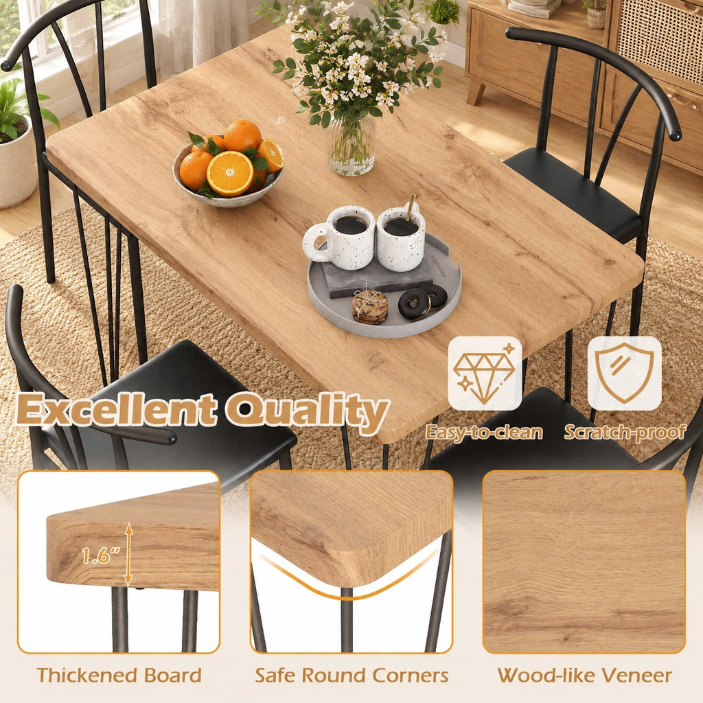 Airfind 5-Piece Space-saving Dining Table Set Industrial Rectangular Kitchen Table and 4 Armless Chairs, 220 lbs Capacity, Black