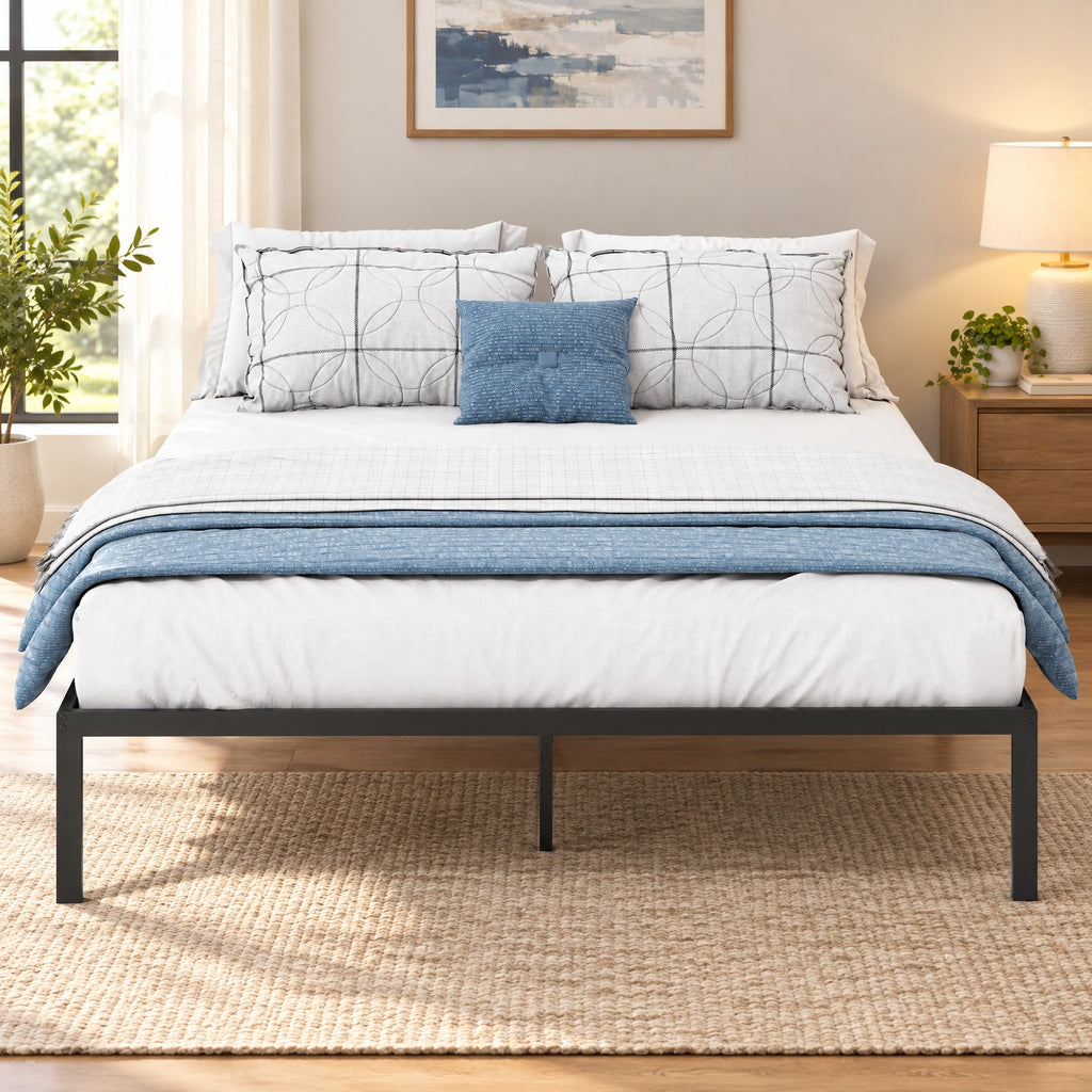 Airfind Full/Queen/King Size Metal Bed Frame Heavy Duty Support Slats Mattress Foundation, 660 lbs Capacity, Metal Full Frame, Black