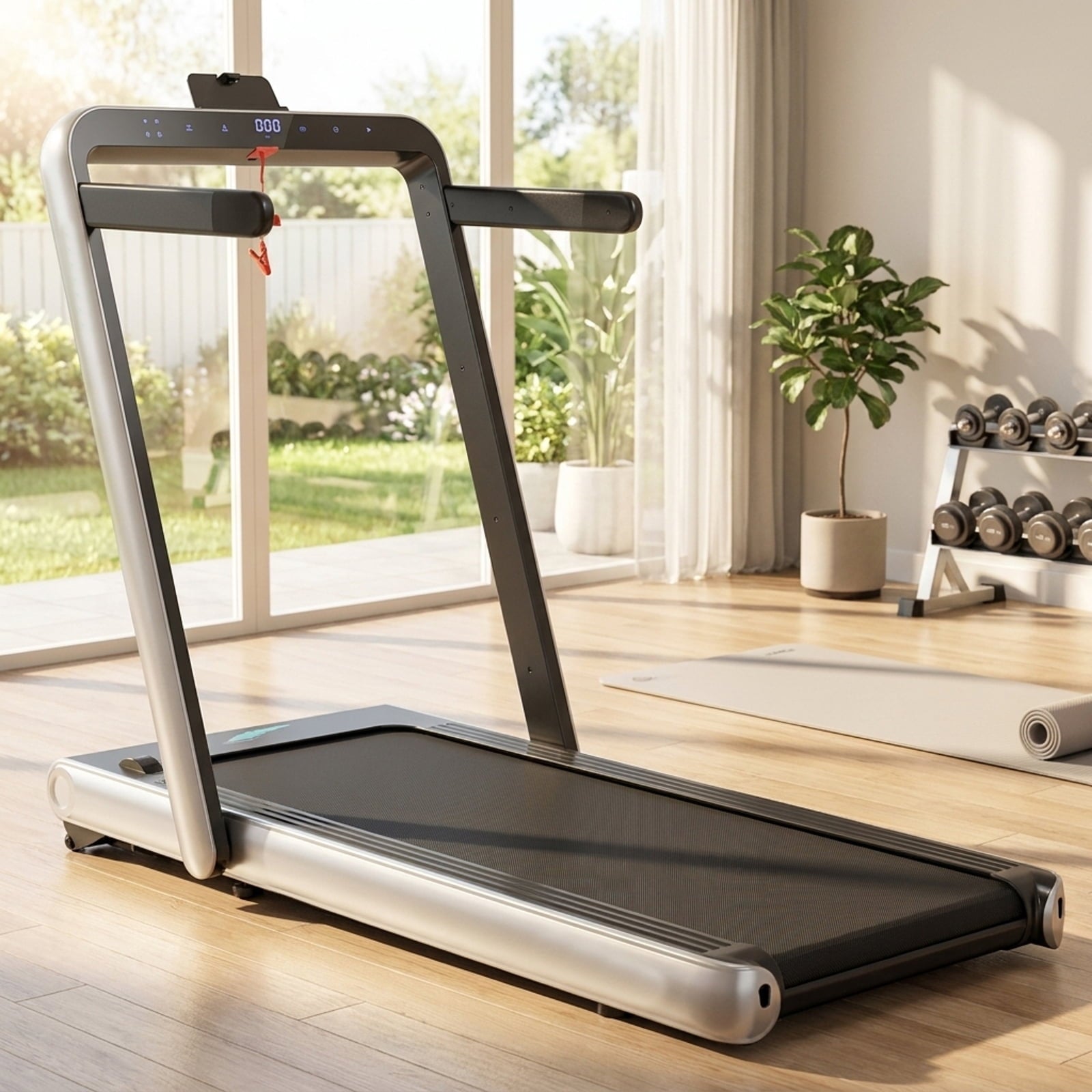 Airfind 4.75HP 2-in-1 Walk-to-Run Folding Treadmill with APP Sync, Silver
