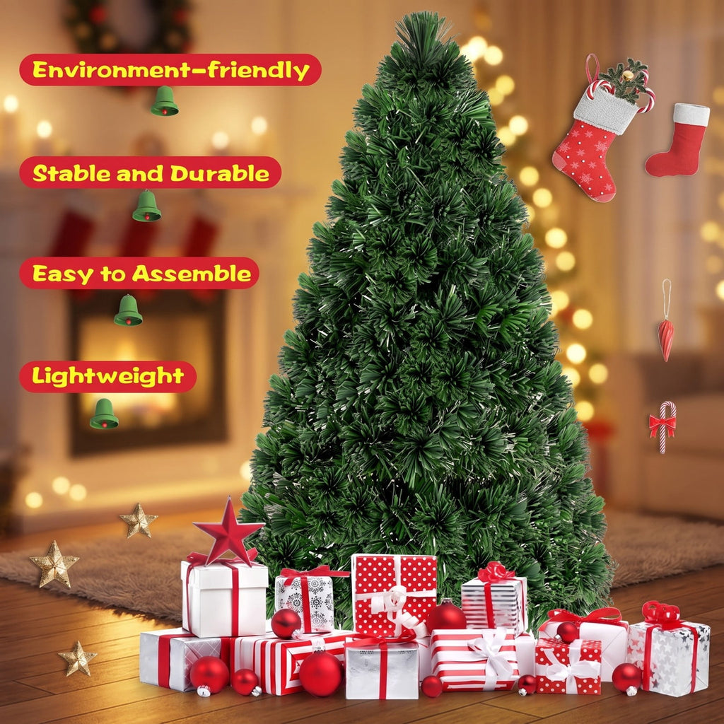 Airfind 3ft / 4ft / 5ft / 6ft Fiber Optic Artificial PVC Christmas Tree-5 ft, PVC Plastic Fiber Optic 3 Ft Frame, 1.7ft x 3ft Footprint, Green
