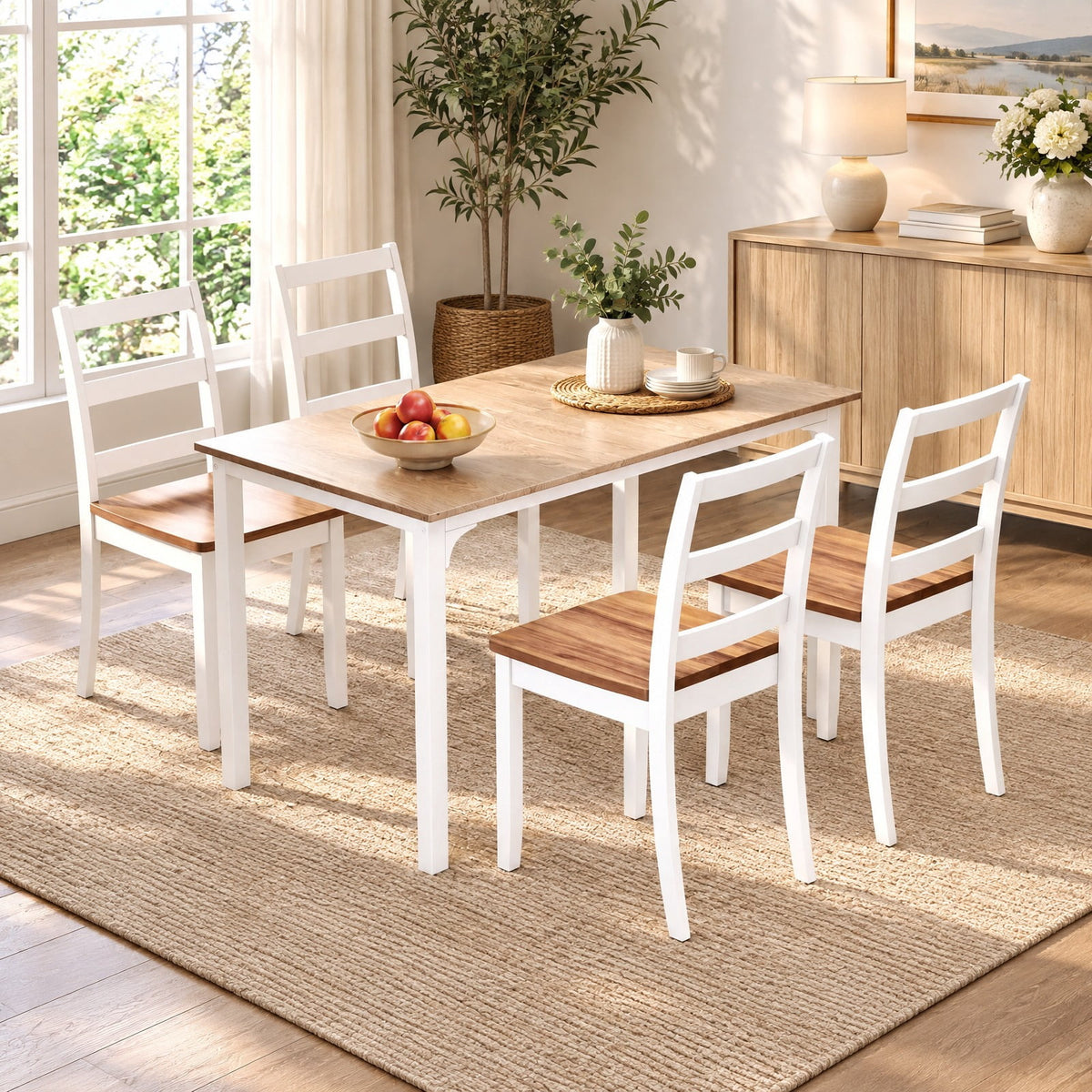Airfind Set of 4 Wood Dining Chairs with Solid Rubber Wood Legs, 400 lbs Capacity, Rubber Wood MDF Plywood Frame, Wood