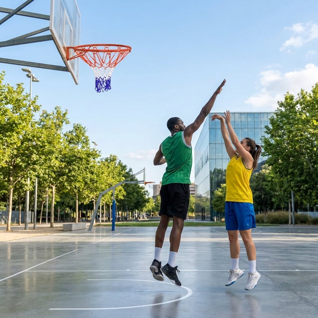 Airfind 18 Inch Steel Replacement Basketball Rim with All-Weather Polyethylene Net and Wall Mount Hardware for Indoor Outdoor Backboard Hoop Repair and Basketball Goal Restoration, Multicolor Net