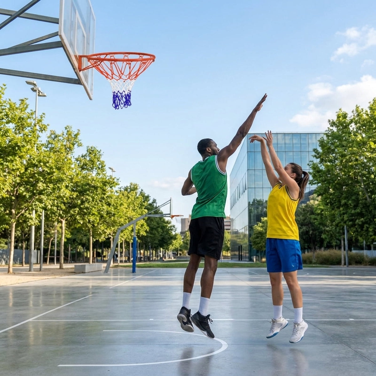Airfind 18 Inch Steel Replacement Basketball Rim with All-Weather Polyethylene Net and Wall Mount Hardware for Indoor Outdoor Backboard Hoop Repair and Basketball Goal Restoration, Multicolor Net