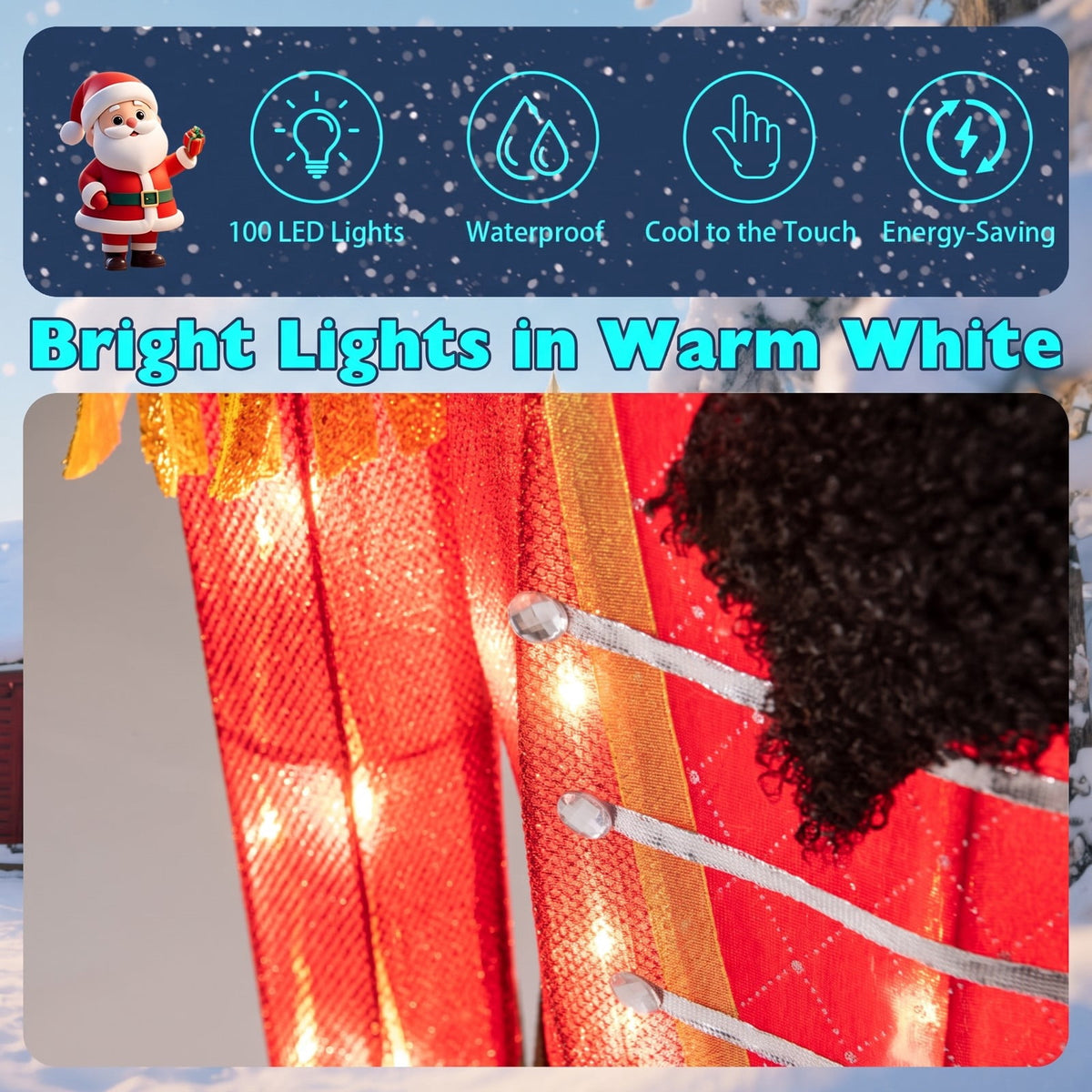 Airfind 5 FT Lighted Christmas Nutcracker with Glitter Sword for Outdoor, Metal Tinsel Frame, 21.5 x 5 ft Footprint, Multi-color