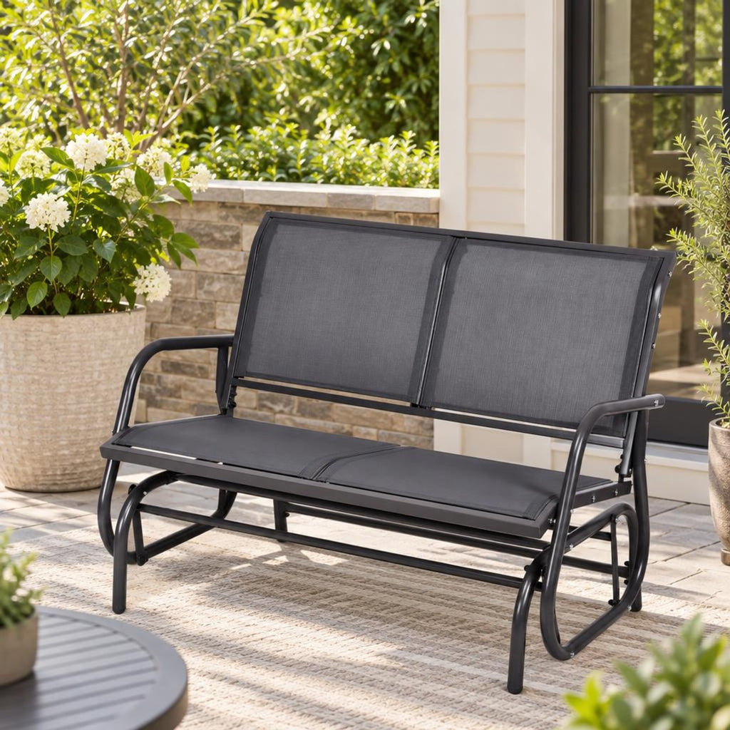 Airfind Swing Glider Chair 48 Inch Loveseat Rocker Lounge Backyard, 400 lbs Capacity, Steel Frame, 48.5 Inch x 28 Inch x 34 Inch Footprint, Gray