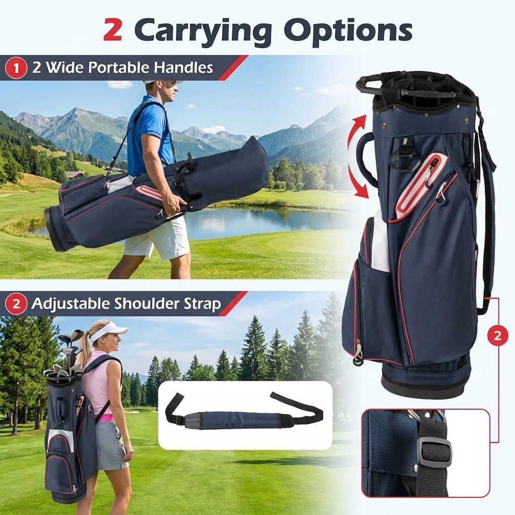 Airfind Soft-Sided Golf Travel Bag with Wheels and Thick Sponge Padding featuring a 600D Oxford cover with a lockable zipper and 3 carry handles for flight and road trips, Navy