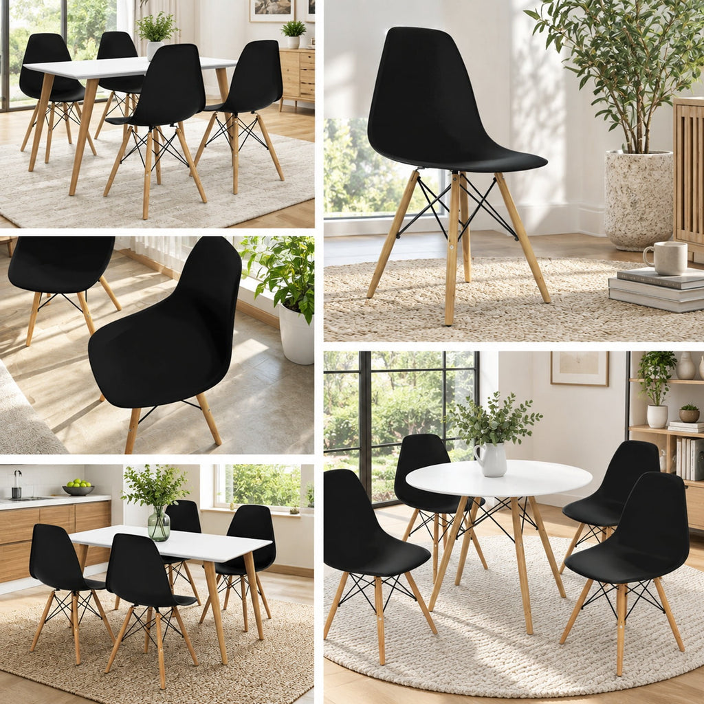 Airfind Set of 2 Mid-Century Modern DSW Dining Side Chair, PP seat Beech Wood legs Weight limit : 300 pounds Frame, 22in x 18.5in x 32in Footprint